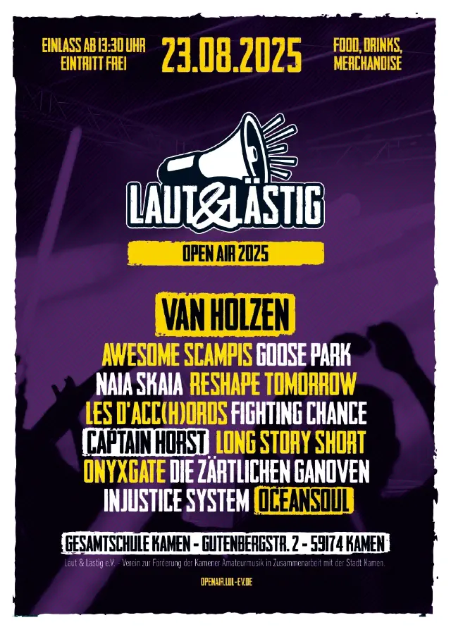 Flyer vom Open Air 2025 mit Bandauflistung